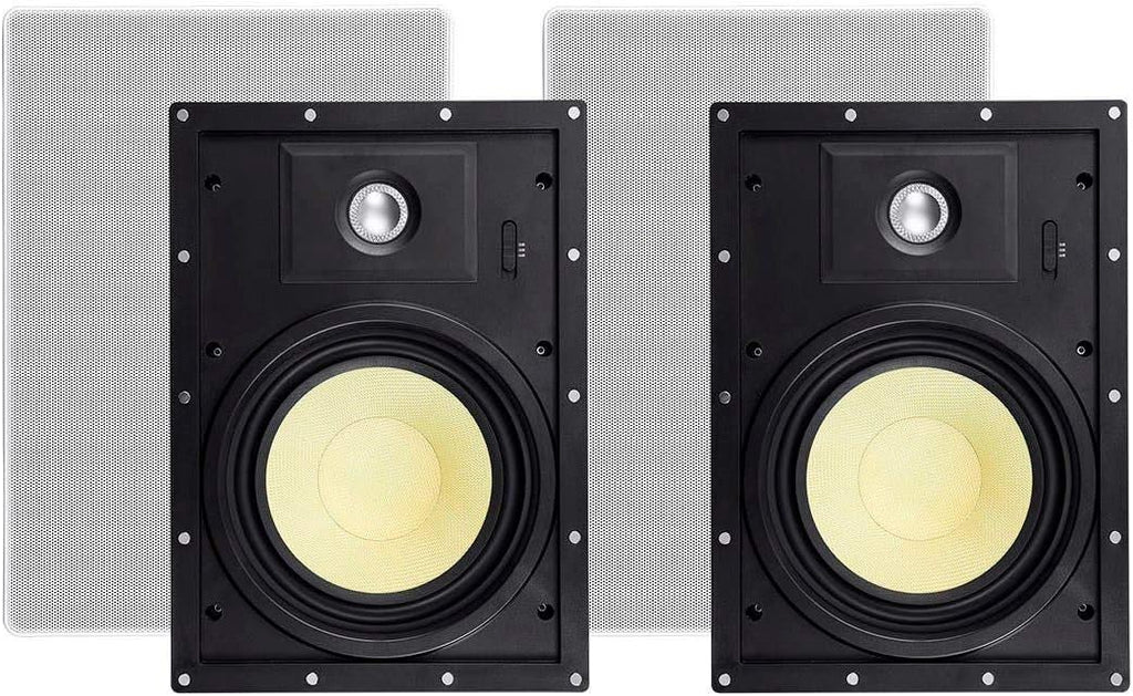 3-Way Fiber In-Wall Speakers 8 Inch Pair With Removable And Paintable Grille C875