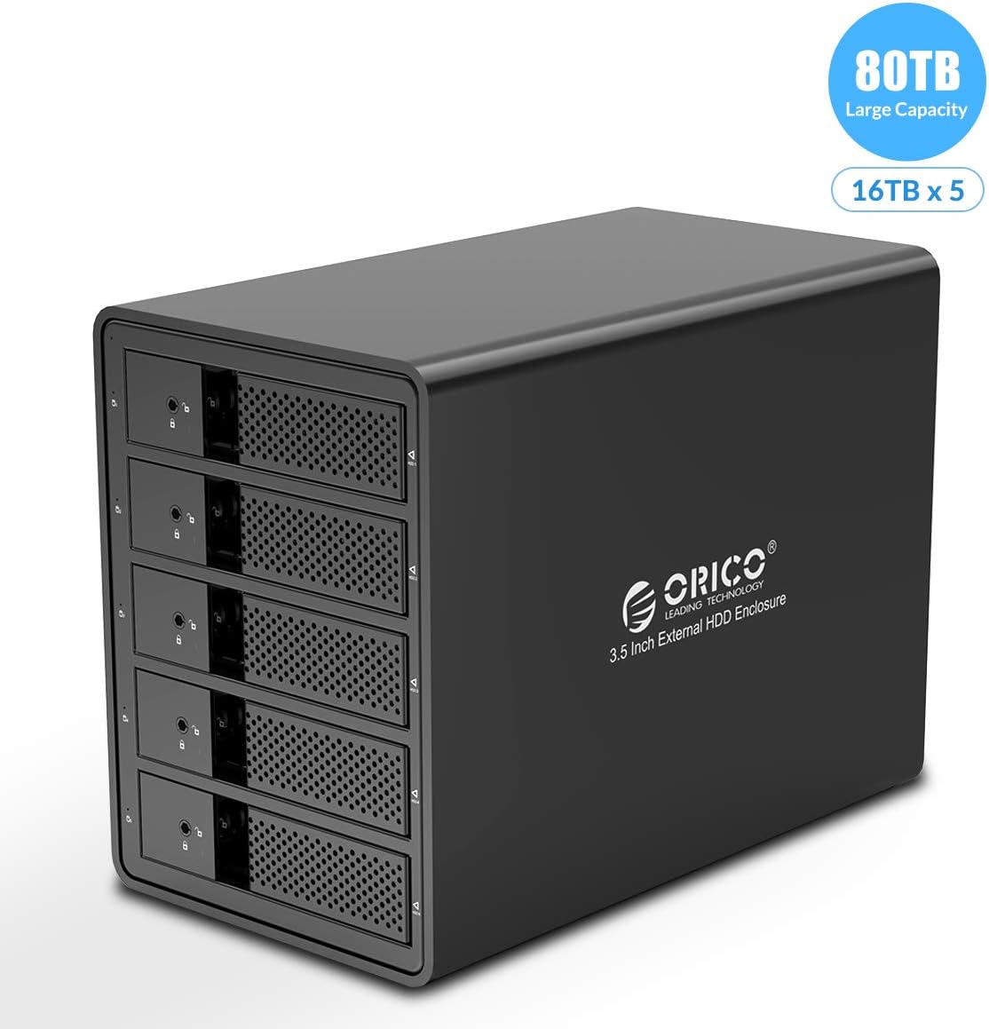 5 Bay USB 3.0 to SATA Aluminum Alloy RAID Hard Drive Enclosure for 3.5 inch HDD C8656