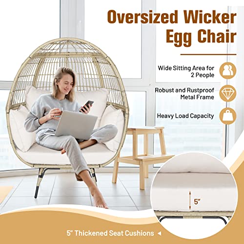 Oversized Wicker Egg Chair with 4 Cushions E4733