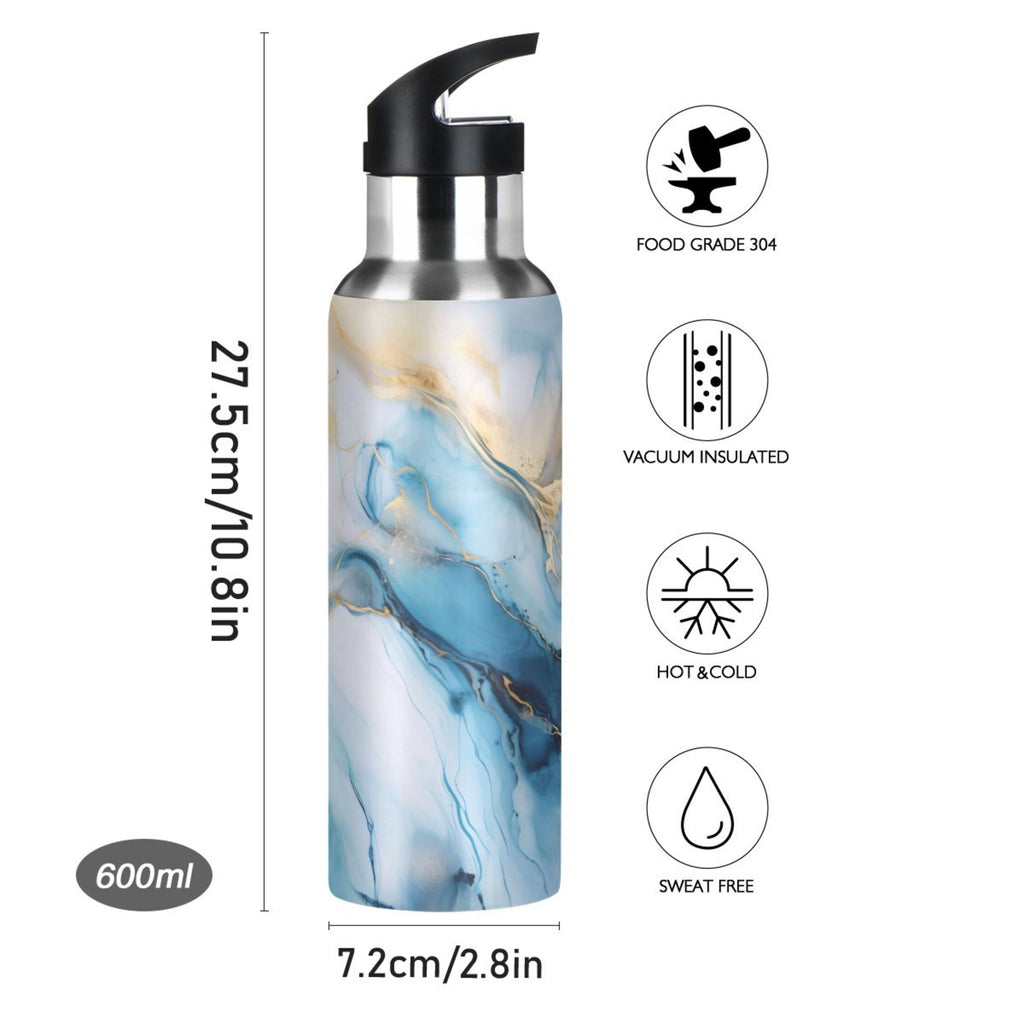 Blue Marble Stainless Steel Insulated Water Bottle with Straw Lid V882623