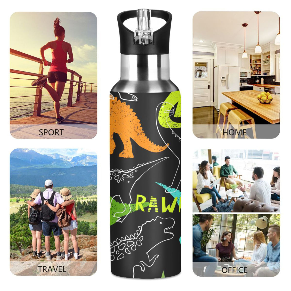 Stainless Steel Insulated Water Bottle with Straw Lid D77784