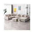 Linen Fabric Reversible Chaise Sectional Sofa C362272