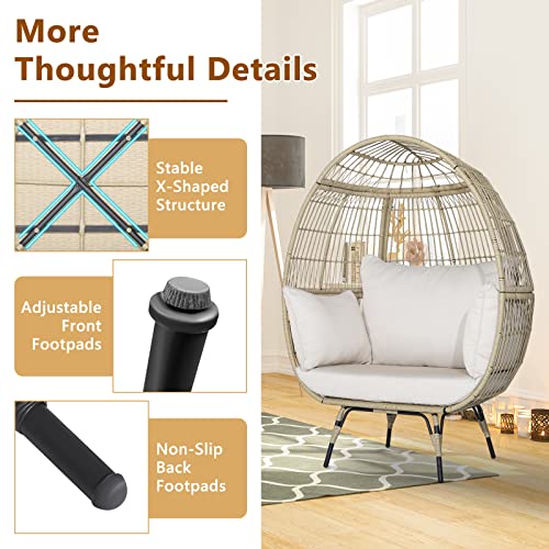Oversized Wicker Egg Chair with 4 Cushions E4733