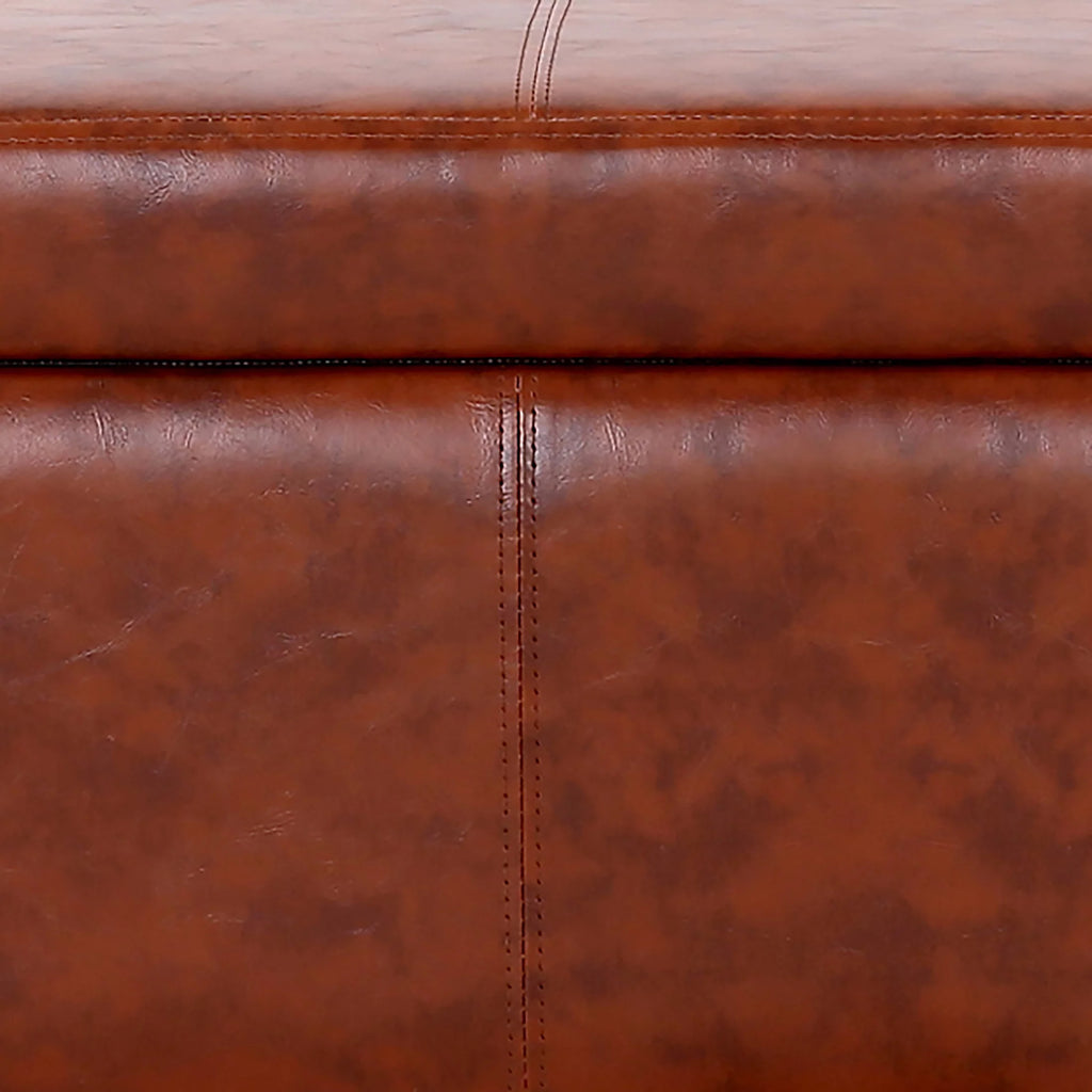 Brown Faux Leather Storage Ottoman Bench D724