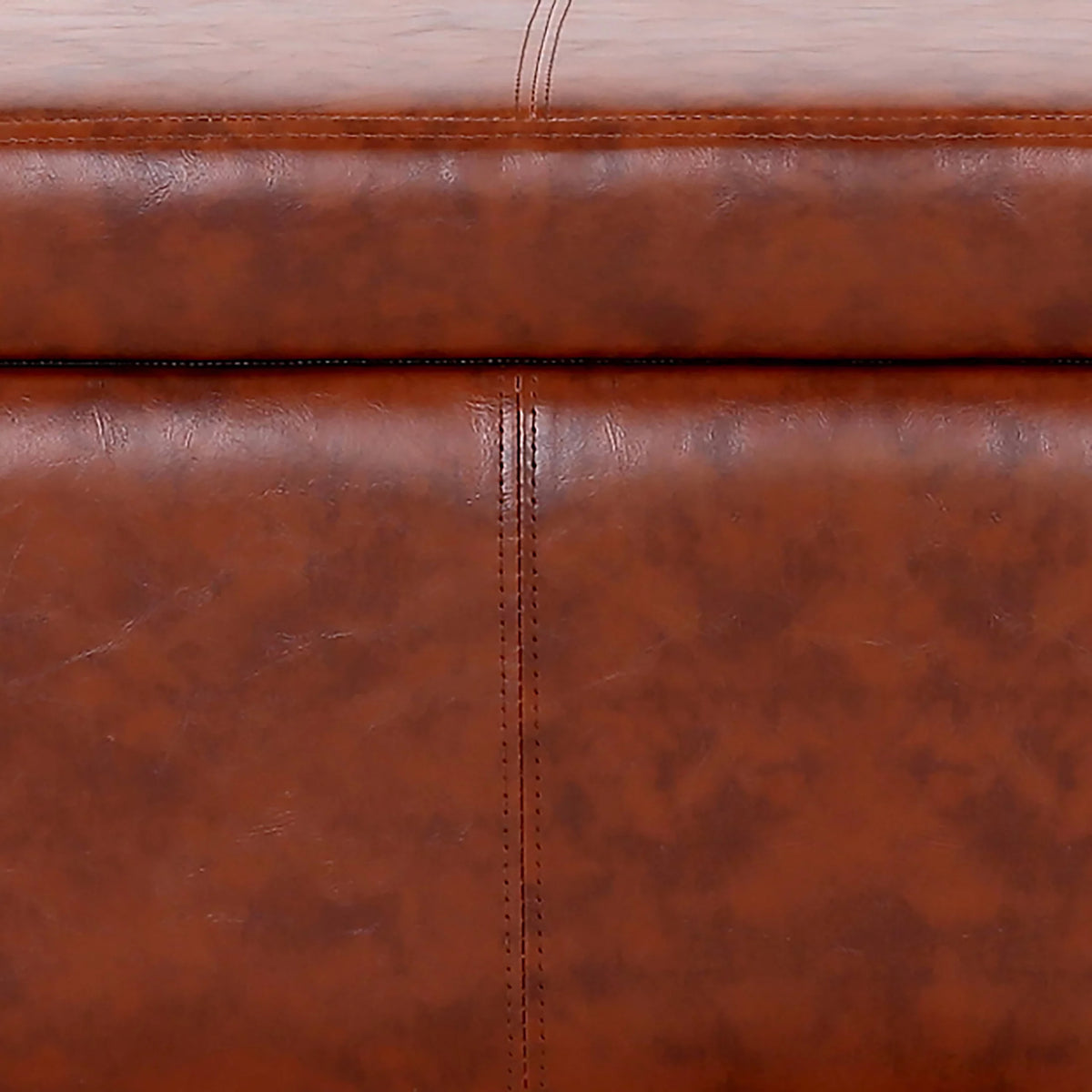 Brown Faux Leather Storage Ottoman Bench D724