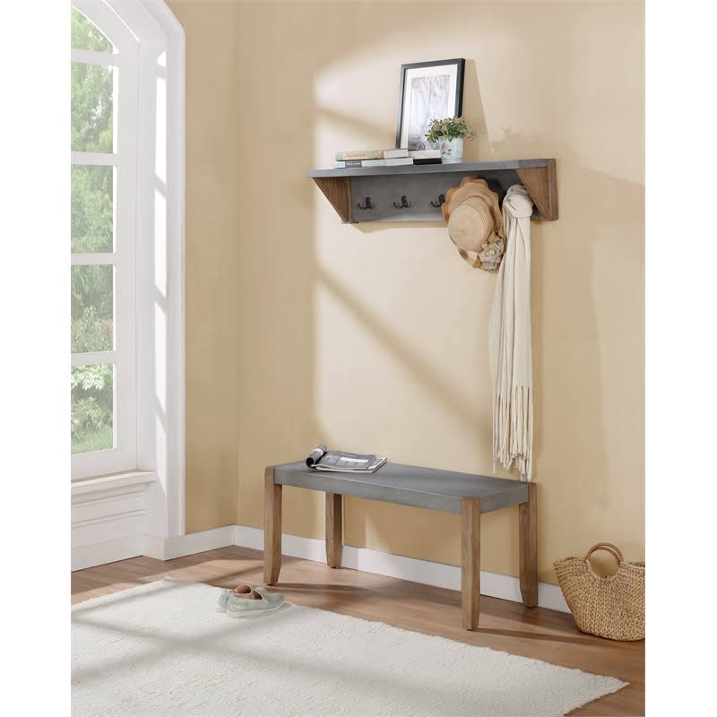 Faux Concrete and Wood Bench C191