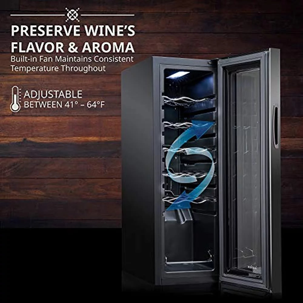 12 Bottle Compressor Wine Cooler Refrigerator with Lock, Black F380