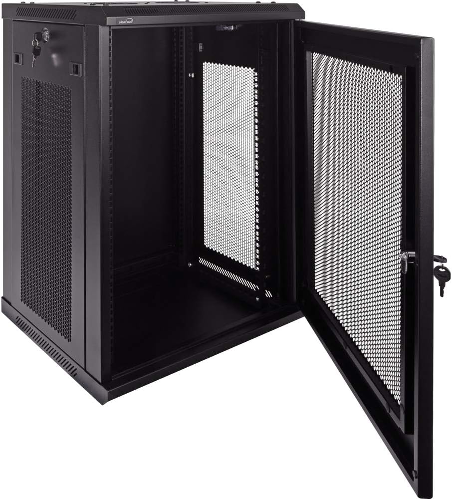 15U Wallmount Cabinet Enclosure 19-Inch Server Network Rack with Locking Perforated Door Black F594