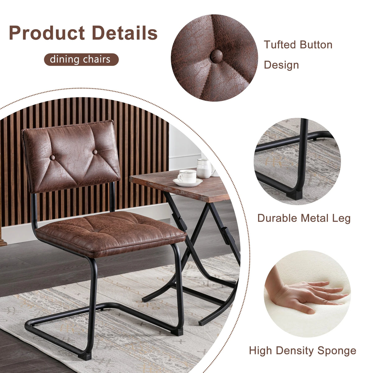 Set of 4 Upholstered Suede Dining Chairs A468878