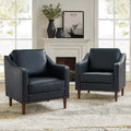 Navy Faux Leather Upholstered Accent Chair Set of 2 O76514
