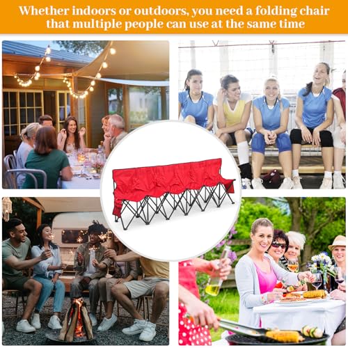 6 Seats Folding Soccer Bench Chair with Storage Bag K769427