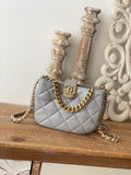 Small Hobo Bag Gold Hardware Grey Shoulder Bag Y71447