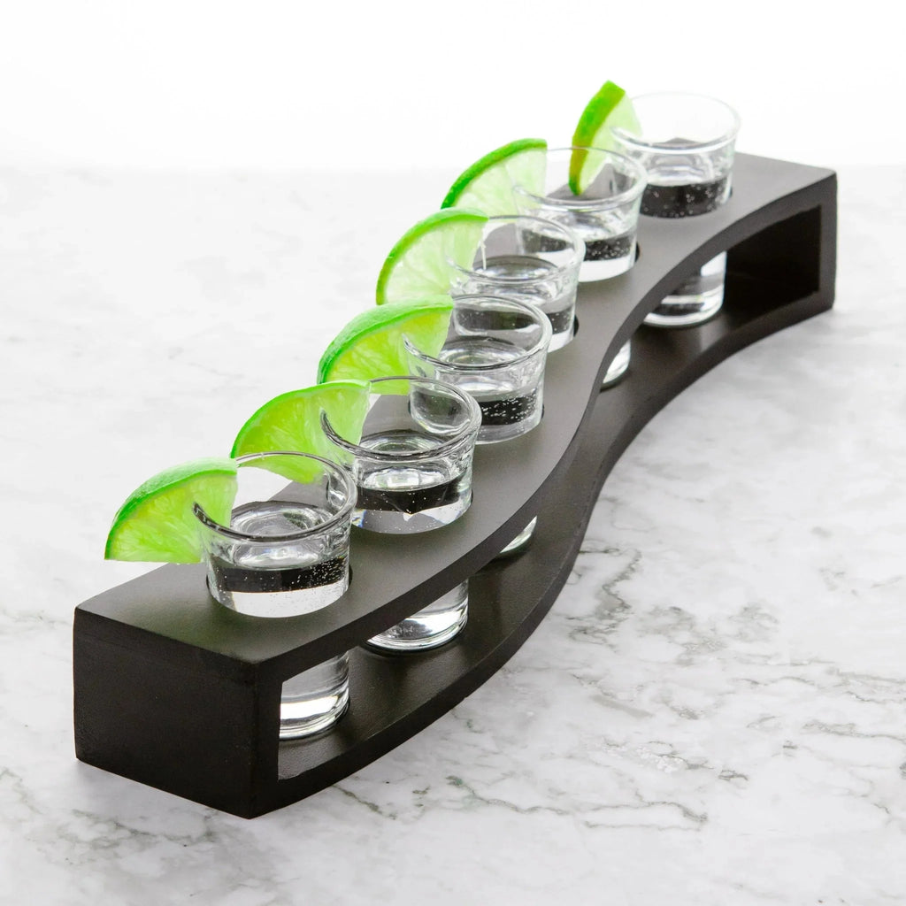 Shot Glasses Set of 6 with Wood Base G71554