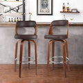 Swivel Barstools with Walnut Finish Wooden Back and Legs (Brown) D194563