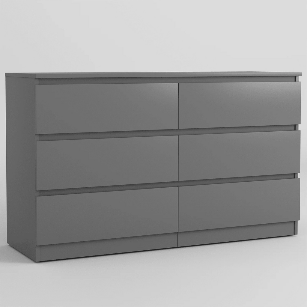White 6 Drawer Dresser D590