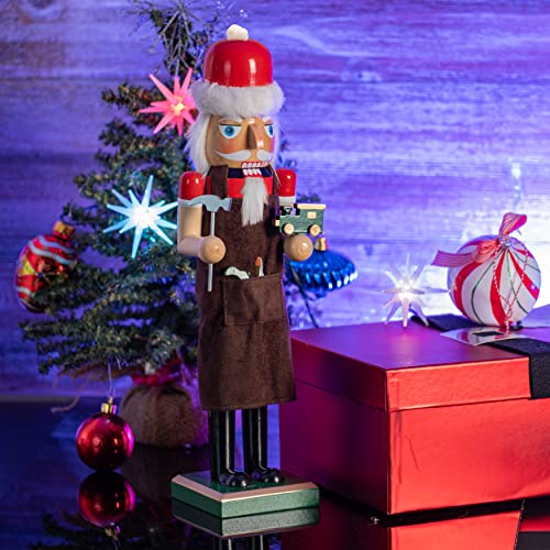 Red and Green Wooden Nutcracker Doll 15" Z464370