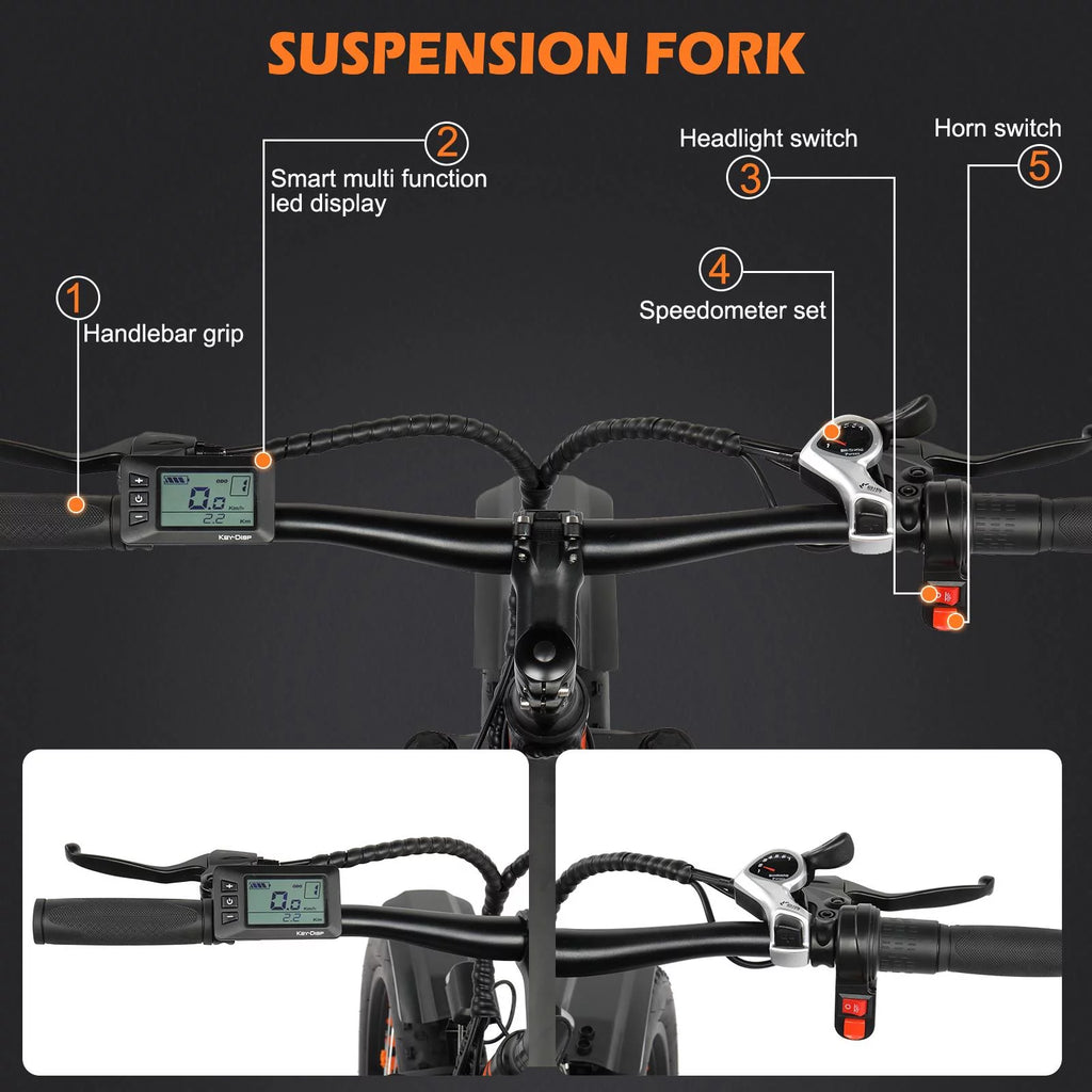 26 inch 7-Speed Electric Mountain Bicycle 500W 48V 10Ah Q44522