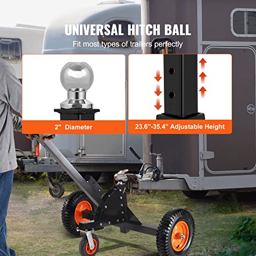Adjustable Trailer Dolly with 1-7/8'' Hitch Ball & 10'' Solid Tires, 16''-24'' Adjustable Height, 600lbs Tongue Weight Capacity F3554