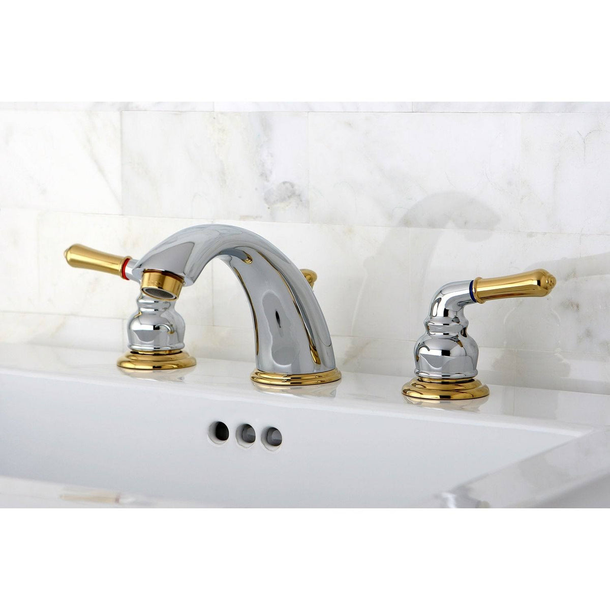 Polished Chrome Polished Brass Widespread Bathroom Faucet S585207
