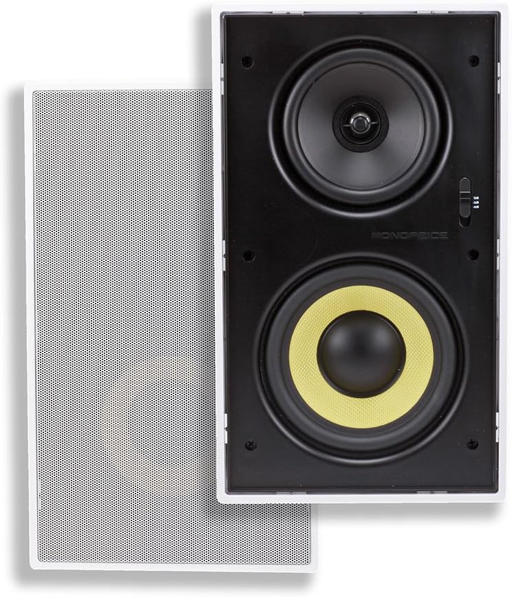 3-Way Fiber In-Wall Speakers 8 Inch Pair With Removable And Paintable Grille C875