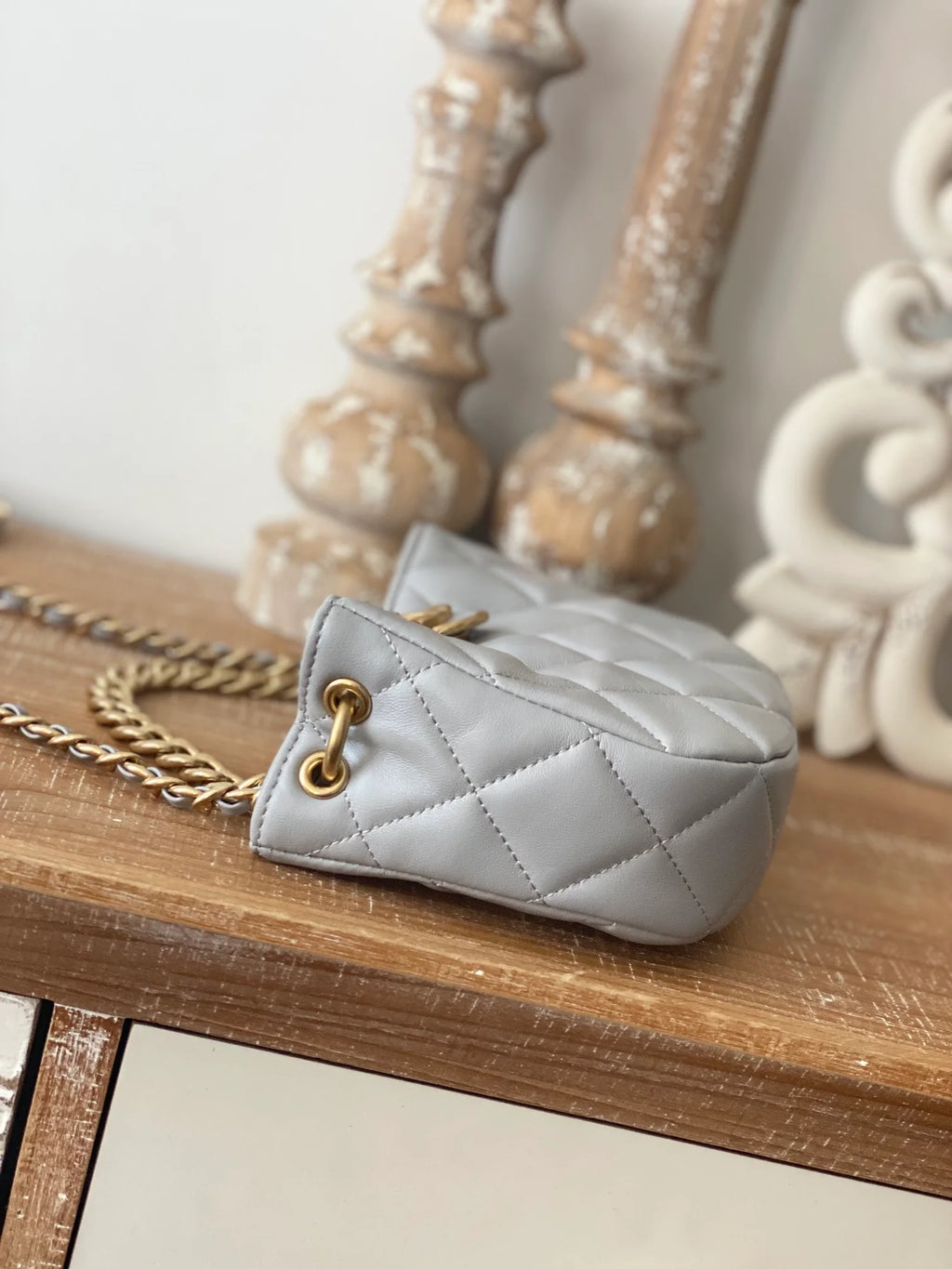 Small Hobo Bag Gold Hardware Grey Shoulder Bag Y71447