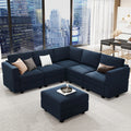 Blue Velvet L Shaped Sectional Sofa with Storage D755