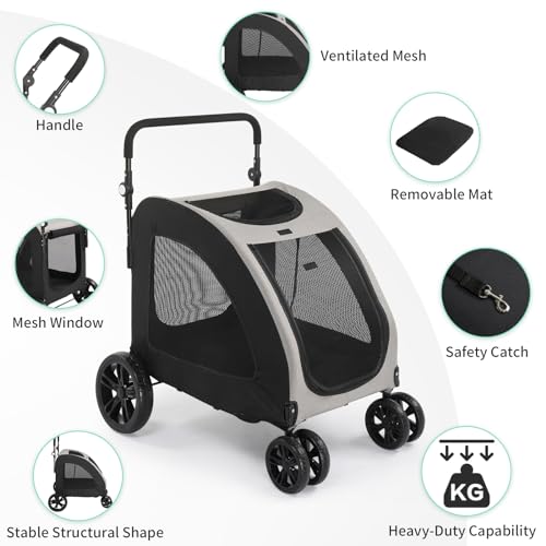 3 Wheels Foldable Pet Stroller with Cup Holder & Storage Basket (Black) X2123
