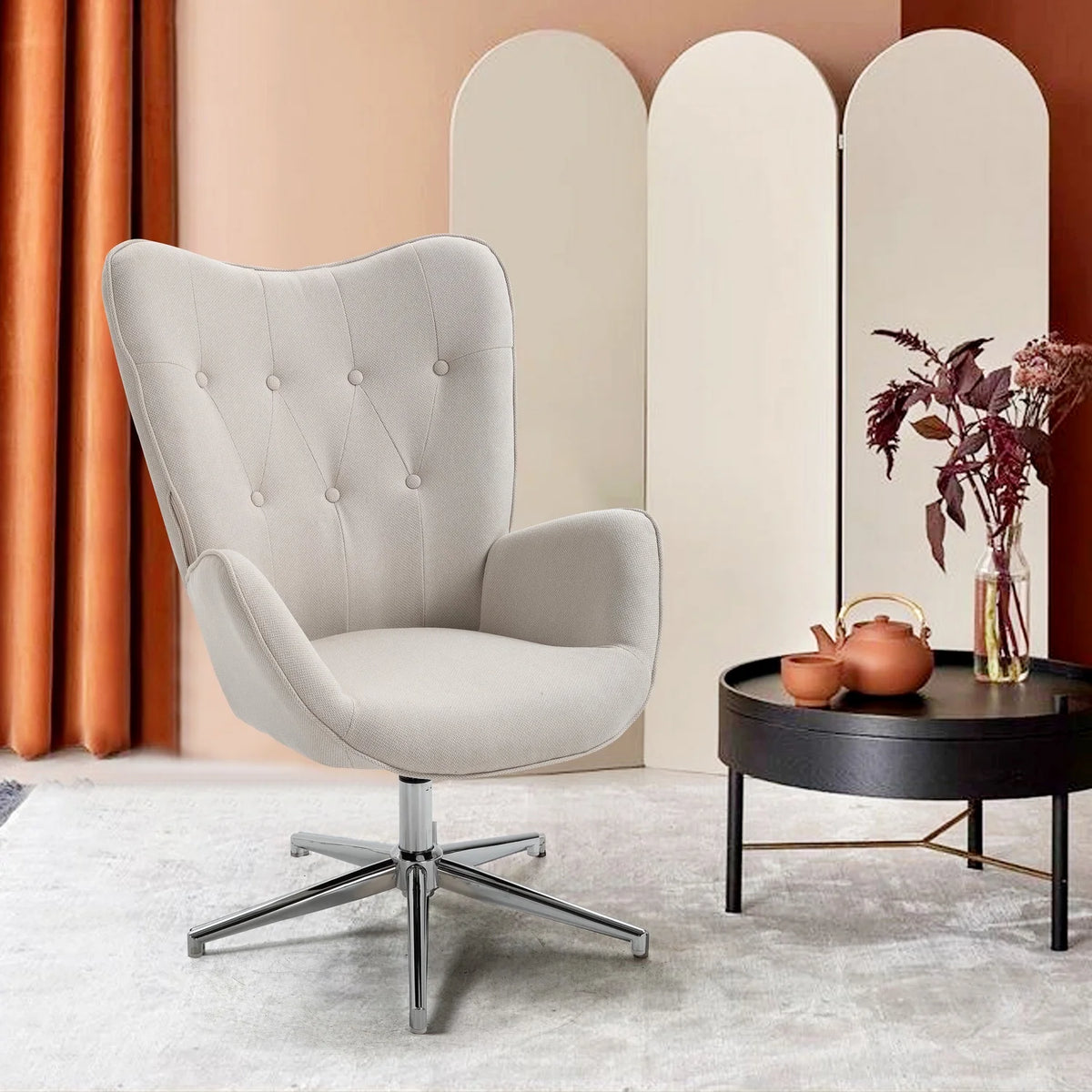 Beige Upholstery Accent Chair I760129