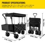 Collapsible Wagon Cart Black with Removable Canopy Oxford Cloth X73950