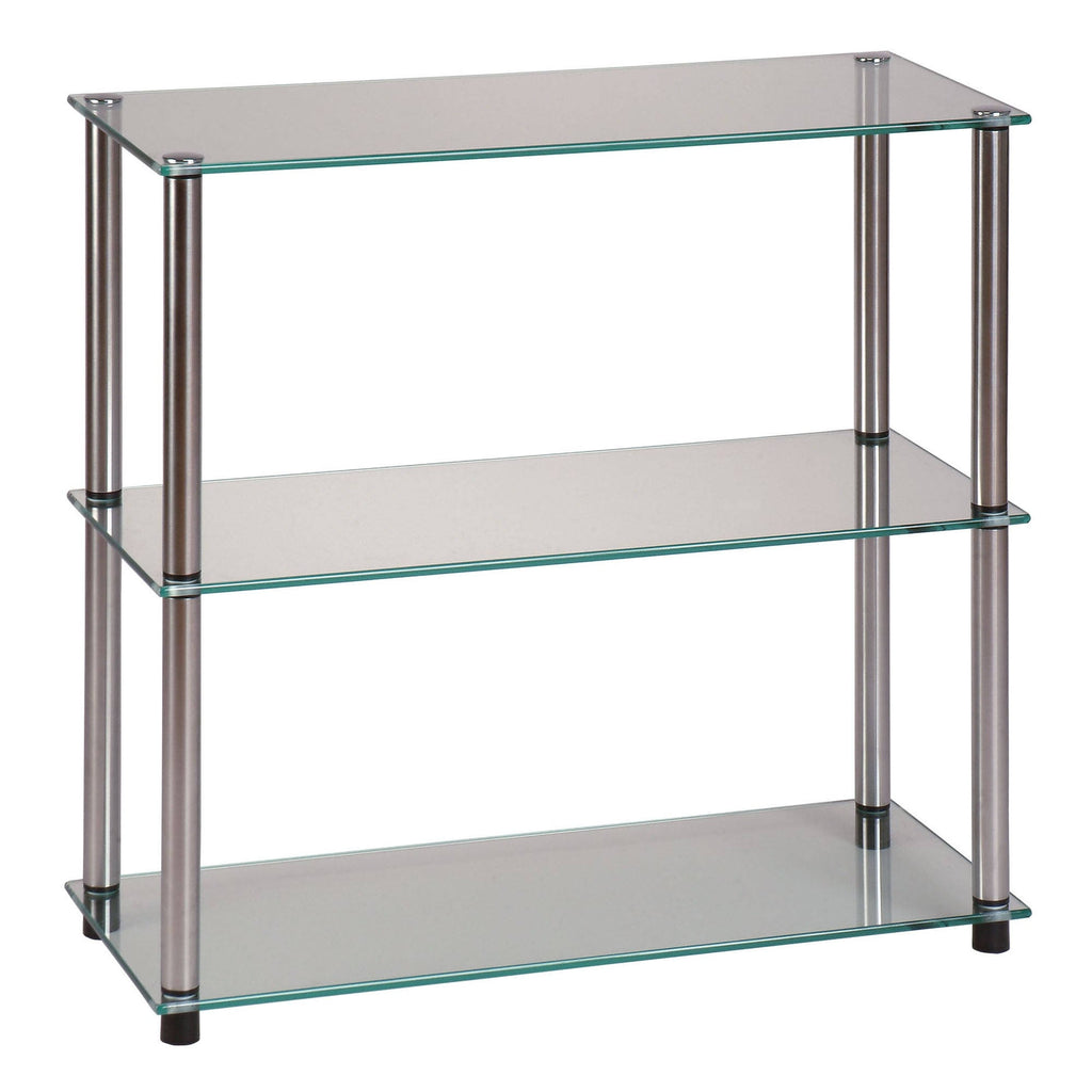Black 3-Shelf Glass Bookcase Q3802