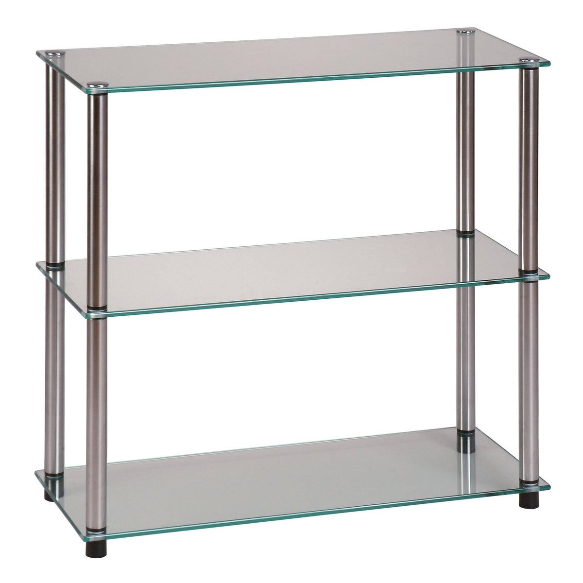 Black 3-Shelf Glass Bookcase Q3802