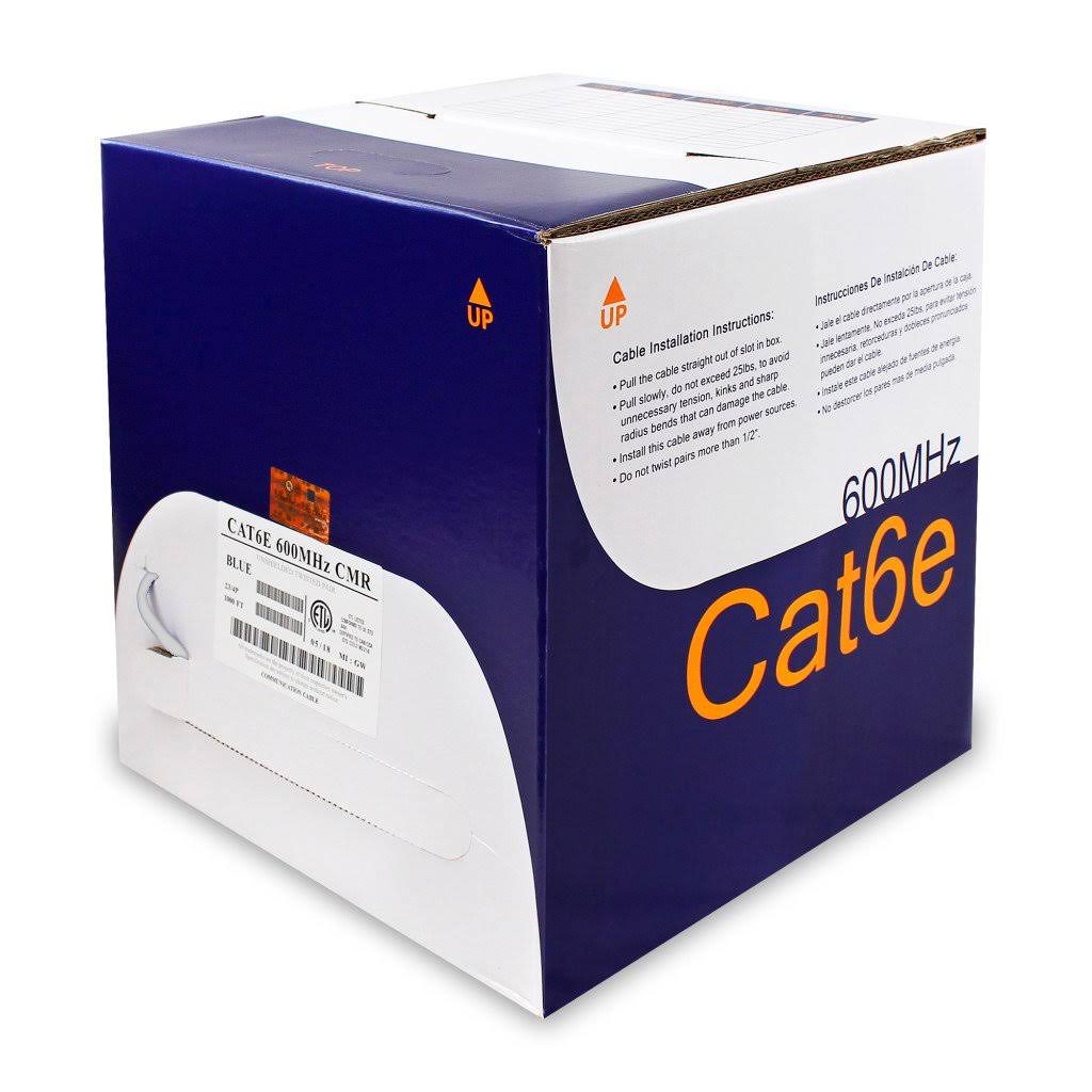 1000ft Solid Cat6e Cable 23AWG 600MHz CMR Gray N722