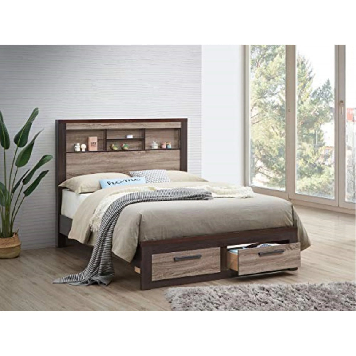Queen Bed in Gray and Brown G42387