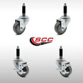 3 x 1.25 inch Stainless Steel Gray Polyurethane Wheels Caster Set of 4 X610692