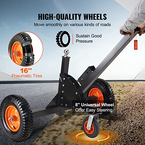 Adjustable Trailer Dolly with 1-7/8'' Hitch Ball & 10'' Solid Tires, 16''-24'' Adjustable Height, 600lbs Tongue Weight Capacity F3554