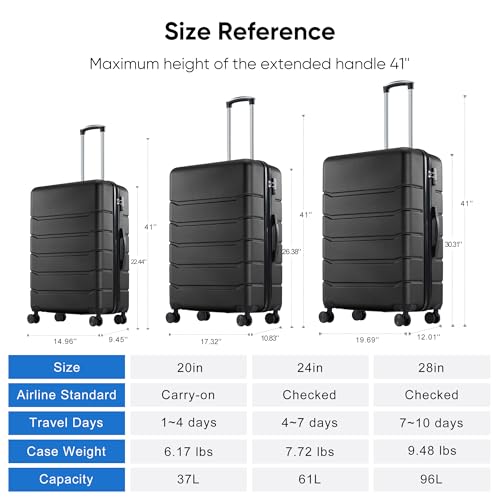 20 Inch Hardside Expandable Carry-On Luggage with Spinner Wheels T16371