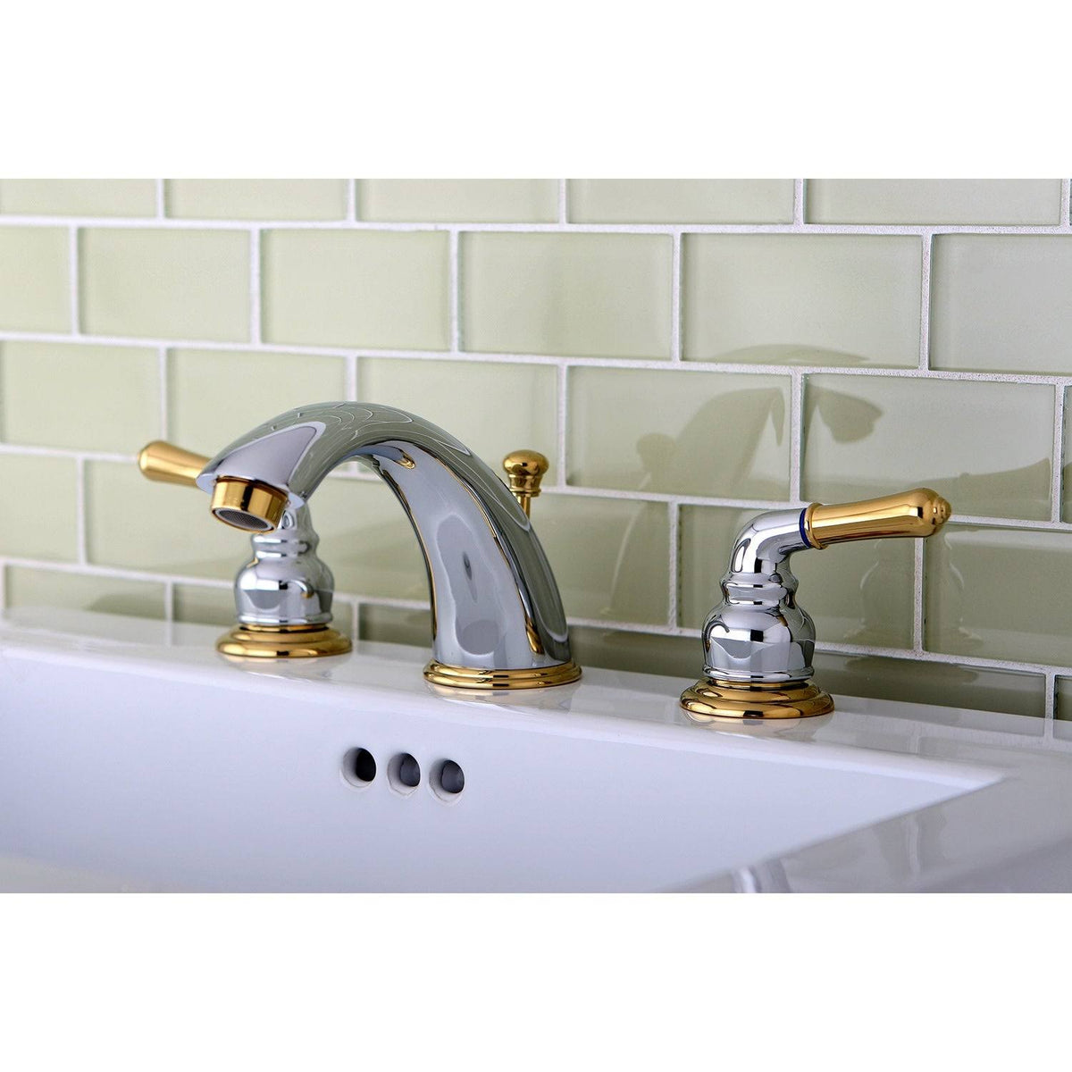 Polished Chrome Polished Brass Widespread Bathroom Faucet S585207