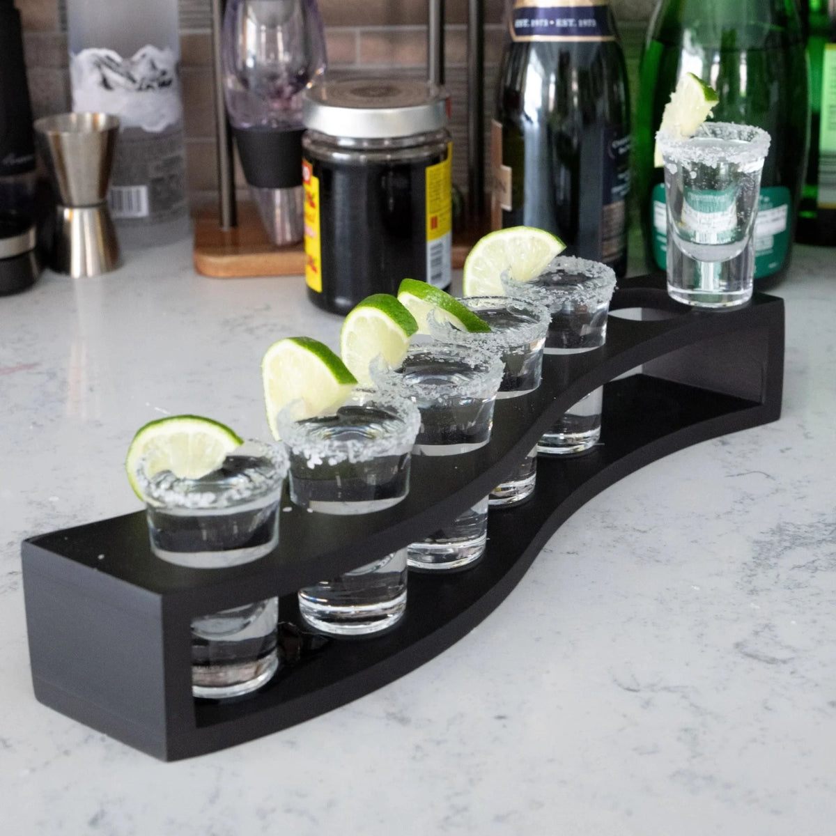 Shot Glasses Set of 6 with Wood Base G71554