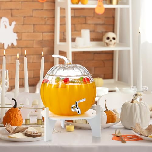 2 Gallon Pumpkin Glass Drink Dispenser with Stand R55340