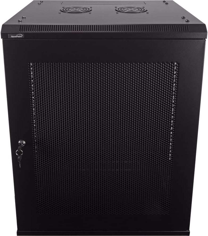 15U Wallmount Cabinet Enclosure 19-Inch Server Network Rack with Locking Perforated Door Black F594