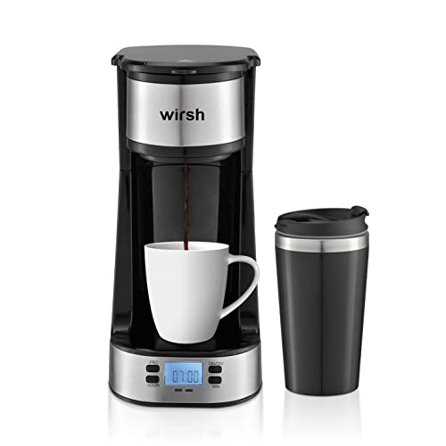 Black Single Serve Coffee Maker with Programmable Timer and LCD Display I241544