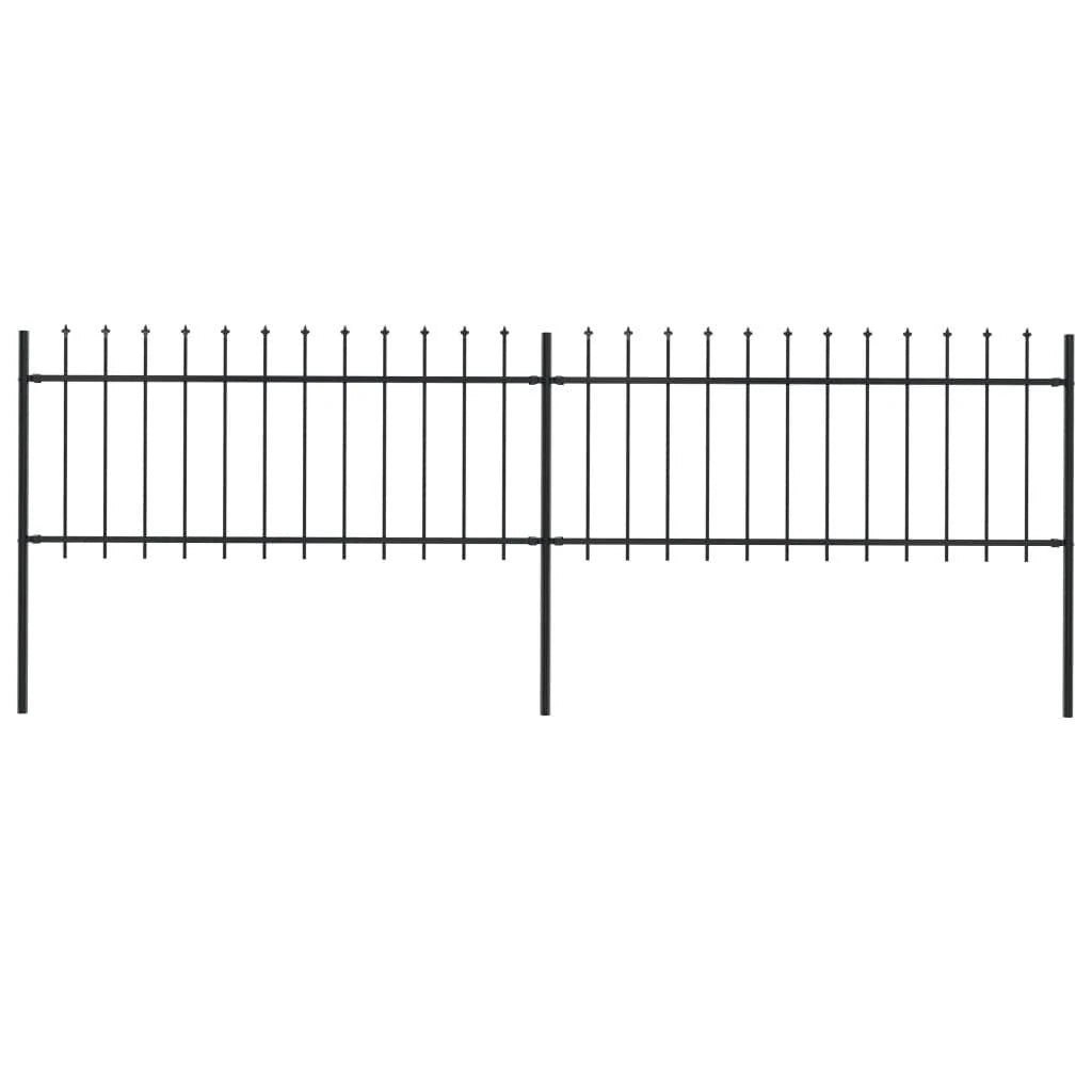 Black Steel Garden Fence with Spear Top H9571