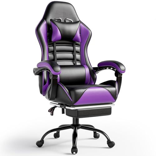 Blue PU Leather Ergonomic Gaming Chair with Footrest S301
