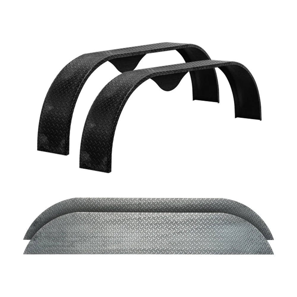 Tandem Axle 9x72 Steel Diamond Plate Trailer Fender Pair F568