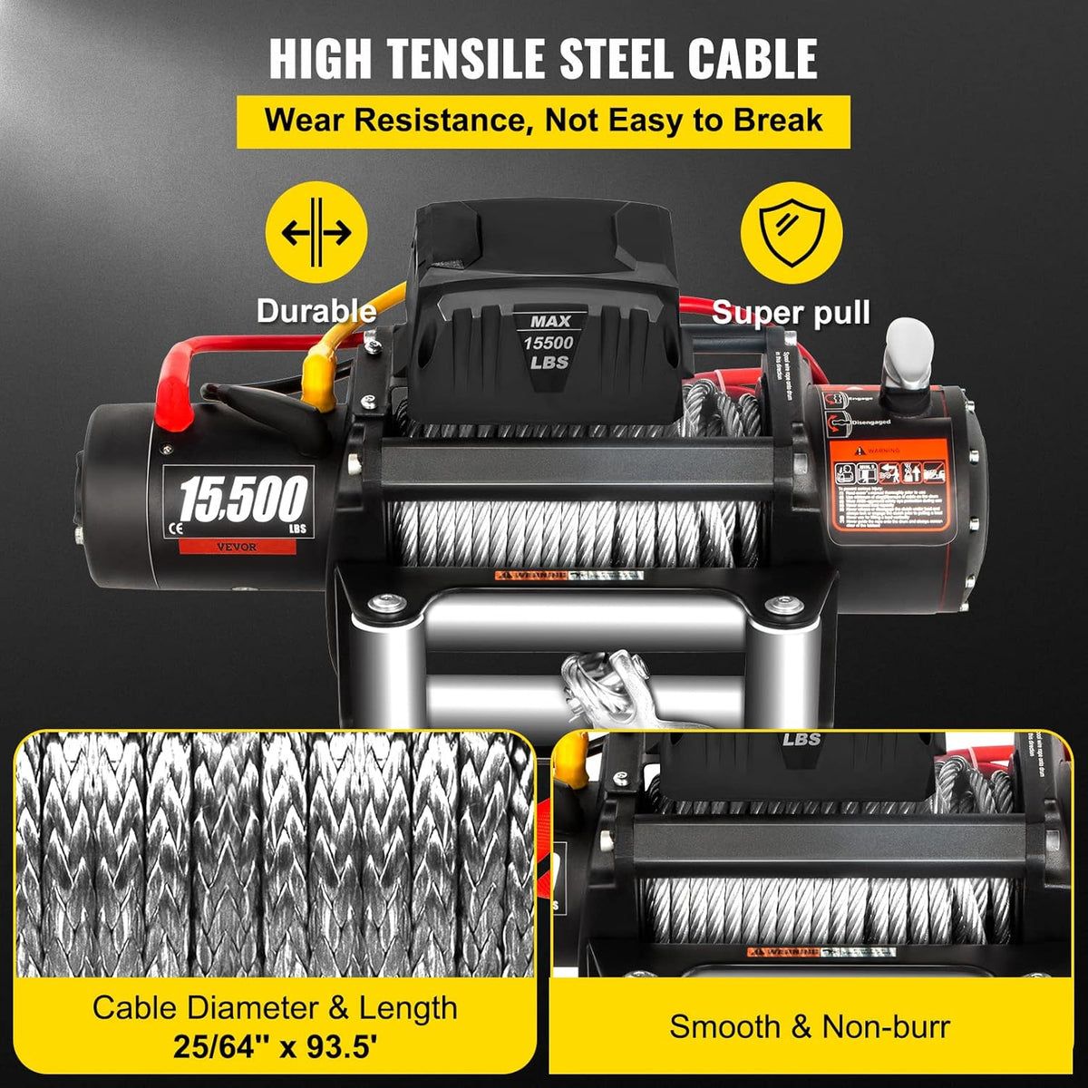15500lb 12V Electric Winch with Wireless Remote Control R731