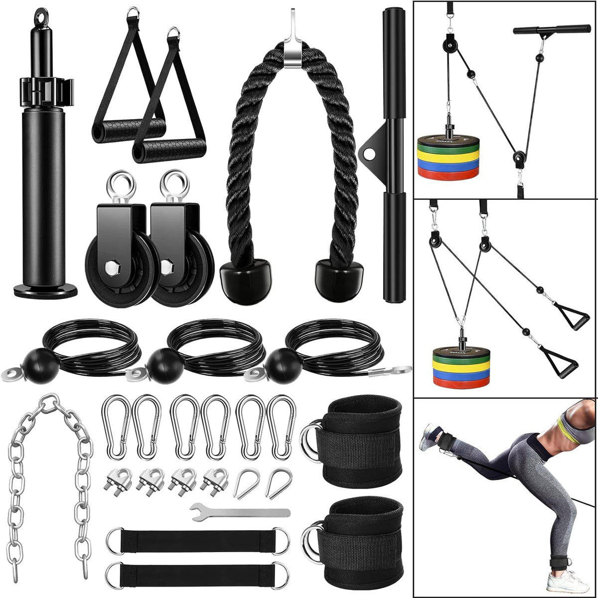 Cable Pulley System 29 Pcs Set with Ankle Straps O235493
