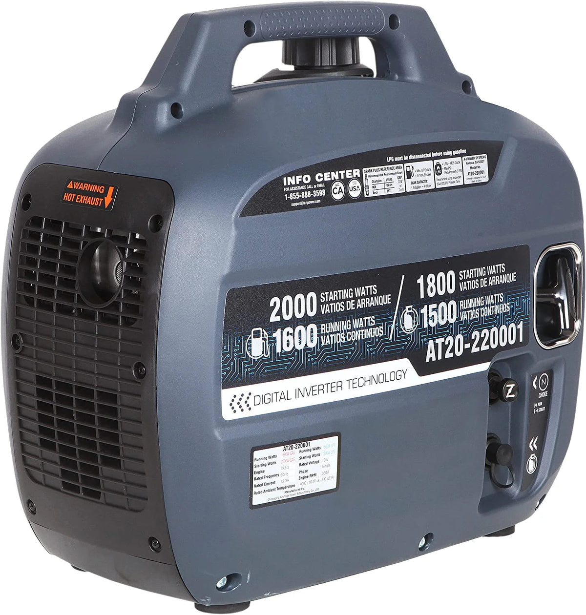 2000 Watt Portable Inverter Generator Dual Fuel V1178