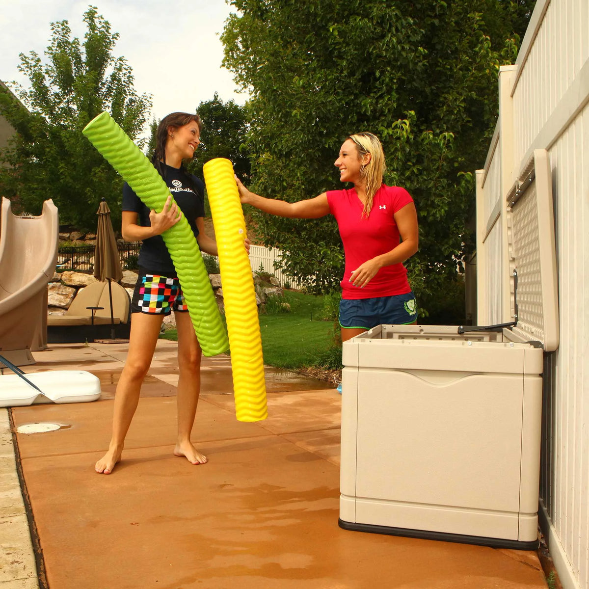 80 Gallon Beige Plastic Deck Box X34473