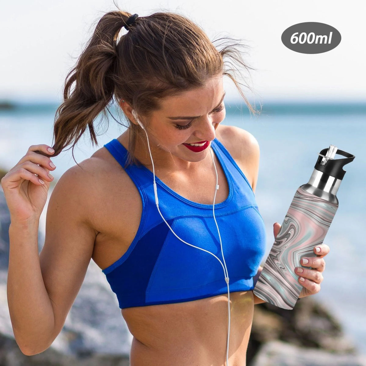 Pink Stainless Steel Insulated Water Bottle with Straw Lid G92213