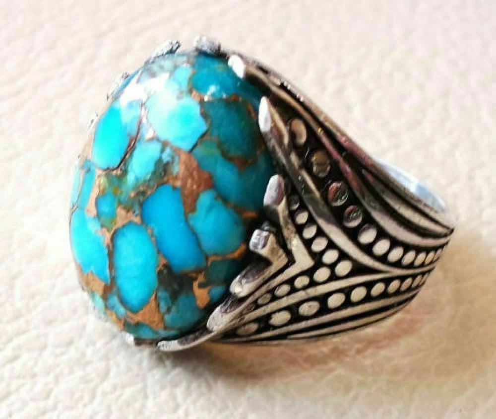 925 Sterling Silver Turquoise Gemstone Ring J444